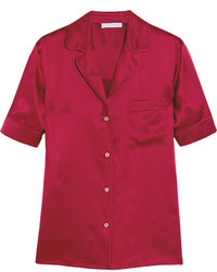 Barbara Casasola Silk Satin Shirt Crimson