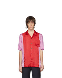 Dries Van Noten Red And Purple Carltone Colorblocked Shirt