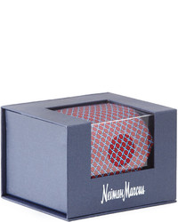 Neiman Marcus Boxed Crisscross Pattern Silk Tie Red