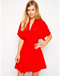 Asos Collection Skater Dress With Kimono Sleeves And Fixed Waist