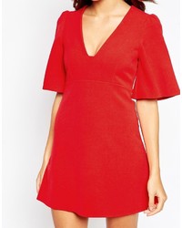 Asos Collection Skater Dress With Square Neck And Angel Sleeves