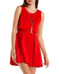 Charlotte Russe Layered Skater Dress With Lace