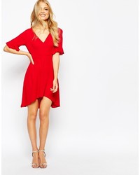 Love Plunge Skater Dress With Fluted Kimono Sleeve