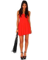Missguided Paula Red Chiffon Caged Back Skater Dress