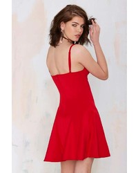 Nasty Gal Nothin But A Good Time Fit Flare Dress Red