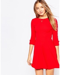 Club L Skater Dress With Button Sleeve Detail