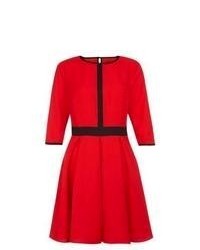 Tokyo Doll New Look Red Contrast Trim Pleated Skater Dress