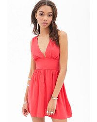 Forever 21 V Cut Fit And Flare Dress