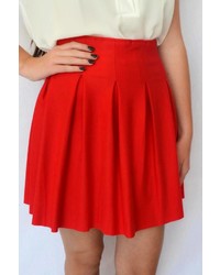Hot Delicious Red Pleated Skirt