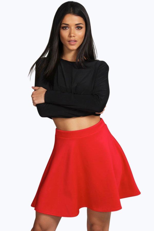 womens red skater skirt