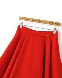 Woolen Red Pleated Skirt