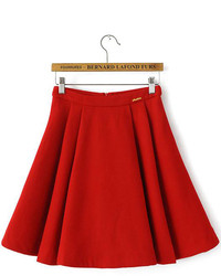 Woolen Red Pleated Skirt