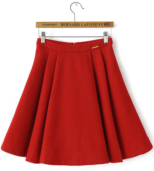 Woolen Red Pleated Skirt 27 Romwe Lookastic 6376