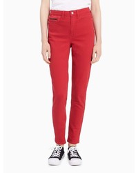 Calvin Klein Skinny Fit High Rise Tango Red Ankle Jeans