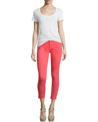7 For All Mankind The Mid Rise Skinny Ankle Jeans Red