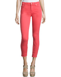 7 For All Mankind The Mid Rise Skinny Ankle Jeans Red