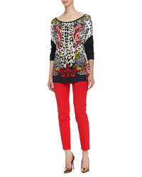 Versace Collection Slim Leg Cady Pants Red
