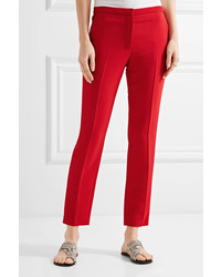 Rosetta Getty Cropped Stretch Cady Skinny Pants Red