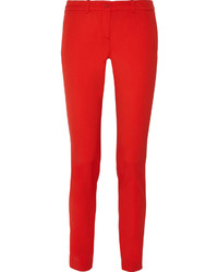 Michael Kors Michl Kors Collection Samantha Stretch Wool Gabardine Slim Leg Pants Red
