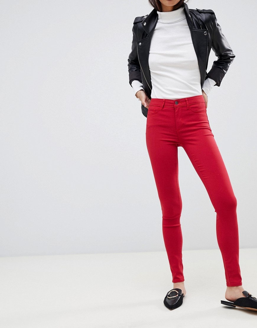 ASOS DESIGN skinny jeans in red