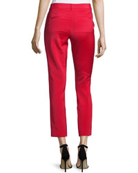 Tibi Stretch Faille Cropped Slim Fit Pants Cadmium Red