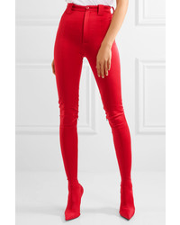 Balenciaga Stretch Satin Skinny Pants Red