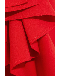 MSGM Ruffled Crepe Midi Skirt Red