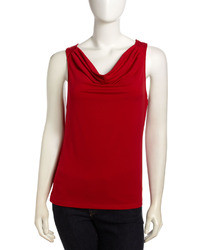 Laundry by Shelli Segal Draped Front Sleeveless Top Parisian Red