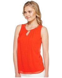 Calvin Klein Sleeveless Pleat Top With Chain Clothing