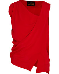 Vivienne Westwood Anglomania Tine Draped Crepe Top Red