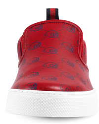 Gucci Ghost Leather Slip On Sneaker Red