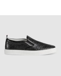 Gucci Leather Slip On Sneaker With Bees