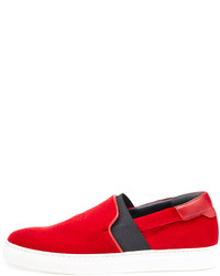 Balenciaga Velour Slip On Sneaker Red