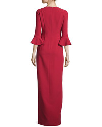 Black Halo 34 Sleeve Ponte Column Gown Red