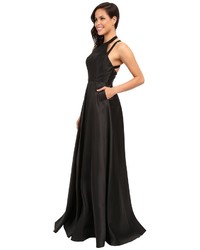 Faviana Frosted Satin Gown With Split Front Overskirt 7752