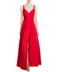 Halston Heritage Cotton Silk Evening Gown With Front Slit