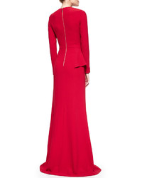 Elie Saab Long Sleeve Crossover Ruffled Gown