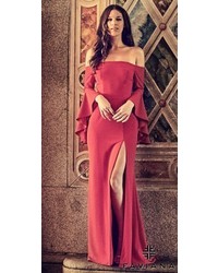 Faviana Off The Shoulder Bell Sleeve Prom Dress