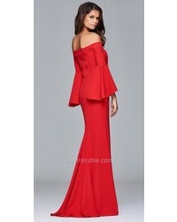 Faviana Off The Shoulder Bell Sleeve Prom Dress