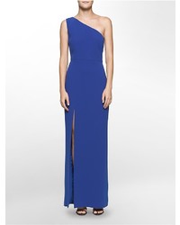 Calvin Klein One Shoulder Slit Gown