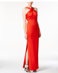 Calvin Klein Side Slit Sleeveless Halter Gown