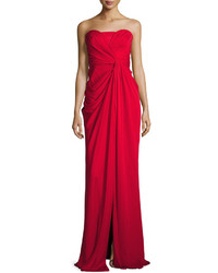 Badgley Mischka Silk Sweetheart Column Gown Red