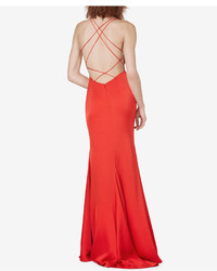 Fame And Partners Strappy Back Fishtail Slit Gown