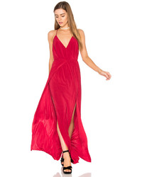 Misa Los Angeles Nola Double Slit Maxi Dress In Red