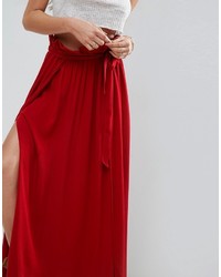 Asos Maxi Skirt With Belt And Thigh Split