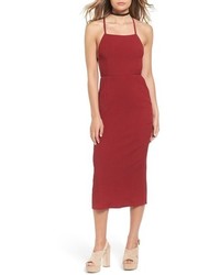 Red Slit Midi Dress