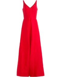 Red Slit Silk Evening Dress