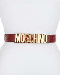 Moschino Python Logo Belt Red