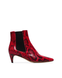 Isabel Marant Etoile Isabel Marant Toile Red And Black Detty Snake Effect Leather Ankle Boots