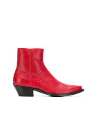 Red Snake Leather Chelsea Boots